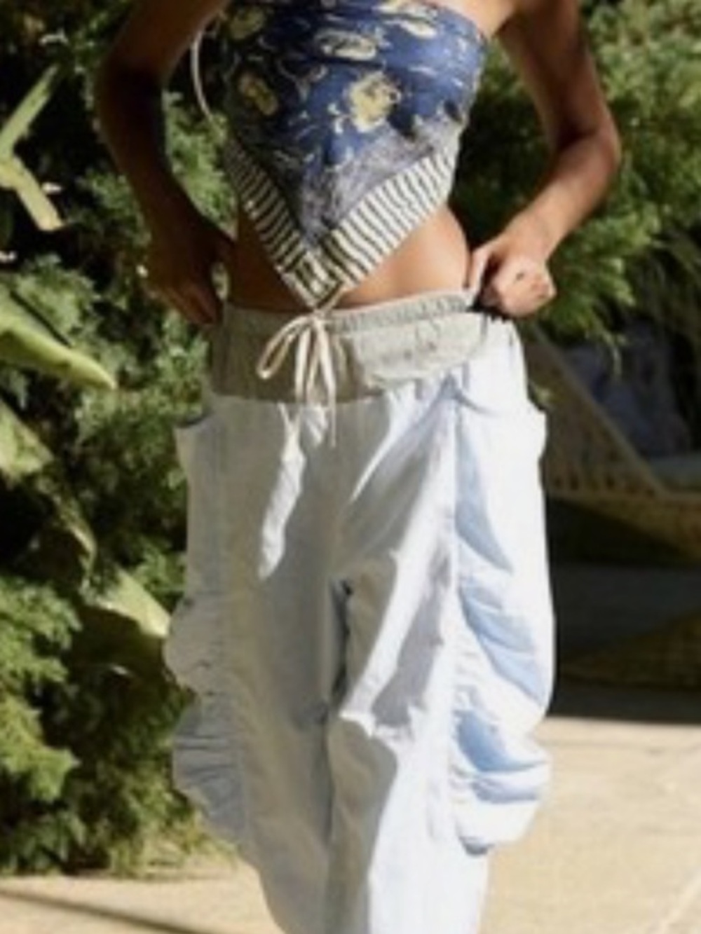 Free People Pale Blue Cargo Jogger Pants with Drawstring Size M